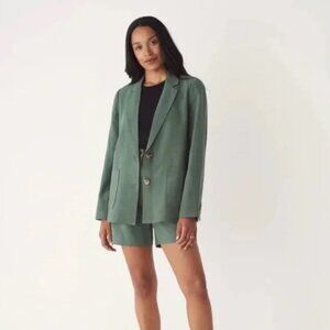 FRANK AND OAK | NWT Tencel Linen Blazer in Laurel Green - 90s Style Suit Jacket
